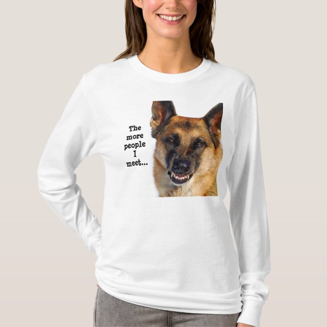 T-shirt por muito tempo Sleeved do german shepherd (Frente)