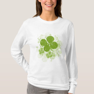 T-shirt por muito tempo Sleeved do trevo