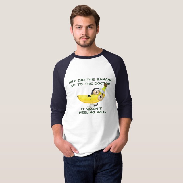 T-shirt por que a banana vai ao médico trocadilho engraçad (Frente Completa)