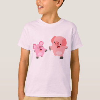 T-shirt Porco de Cartoon Corante Cortado Crianças Camisa-T