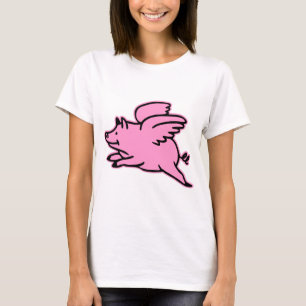 T-shirt Porco muito bonito do rosa do vôo