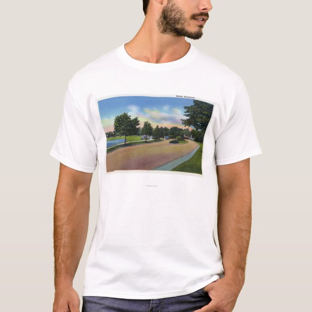 T-shirt Portland, MaineView do bulevar de Baxter (Frente)