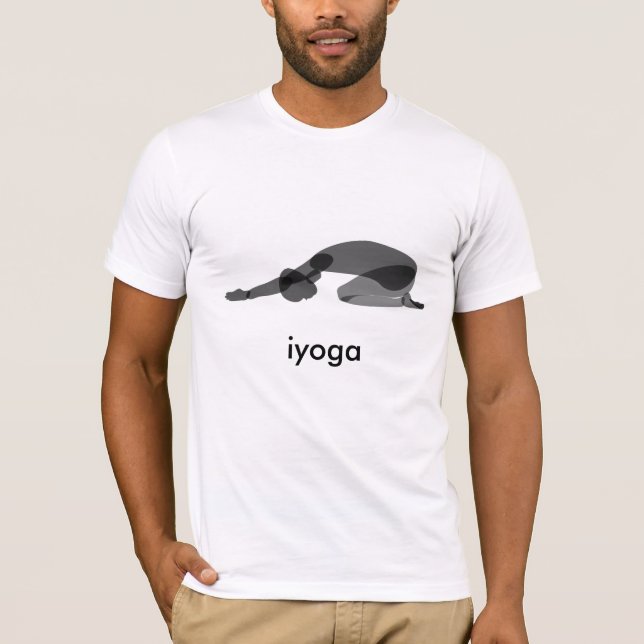 T-shirt pose descendente preto, iyoga (Frente)