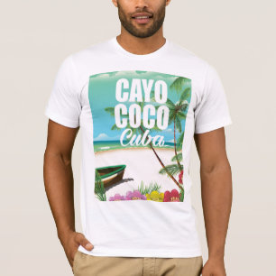 T-shirt Poster cubano das férias da praia dos Cocos de