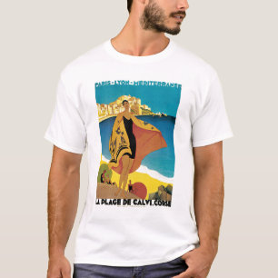 T-shirt Poster das viagens vintage do De Calvi do Plage do