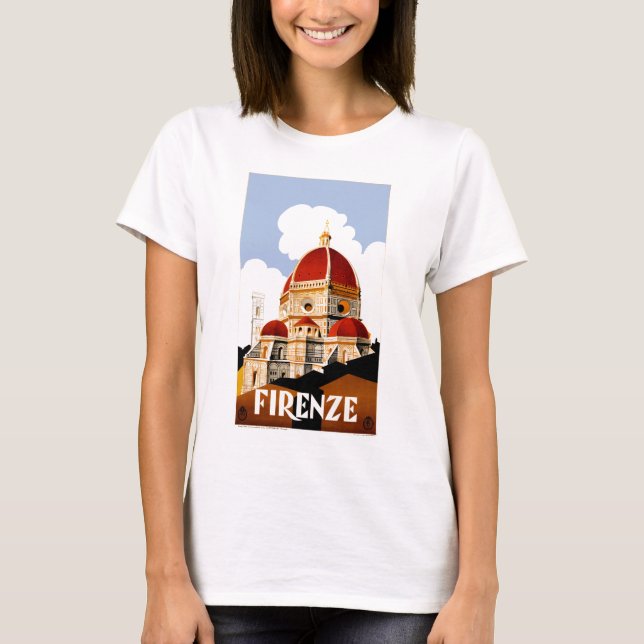 T-shirt Poster de viagens 1930 de Florença Italia (Frente)