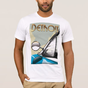 T-shirt Poster de viagens automóvel Detroit Michigan Vinta