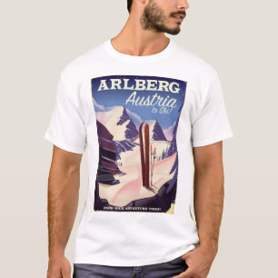 T-shirt Poster de viagens de esqui de Arlberg Áustria