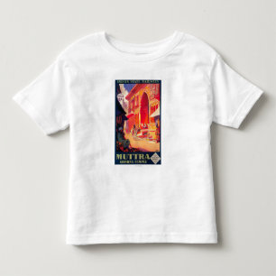 T-shirt Poster de viagens do templo de Muttra Krishna