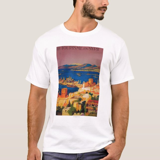 T-shirt Poster de viagens francês, visitando em Syria (Frente)