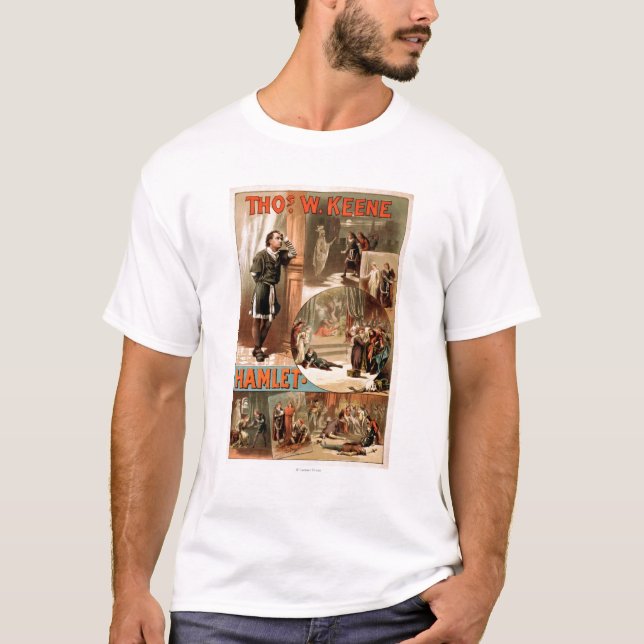 T-shirt Poster do teatro de William Shakespeare "Hamlet" (Frente)
