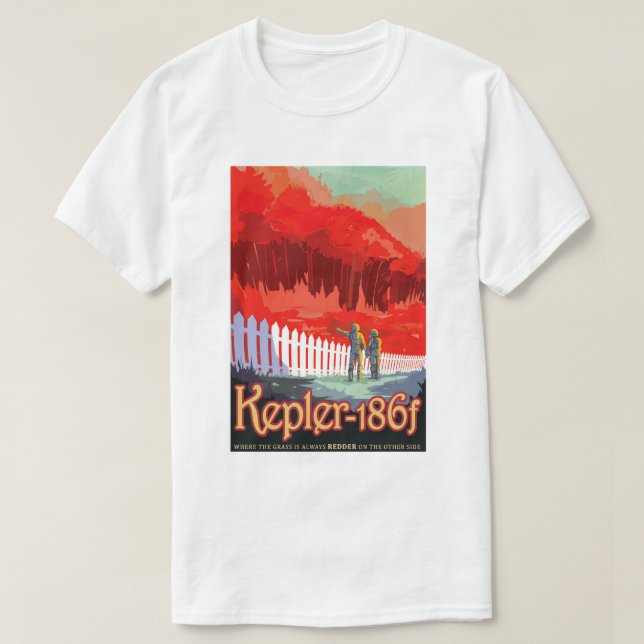 T-shirt POSTER Sci Fi Viagem NASA Future - Kepler 186f (Frente do Design)