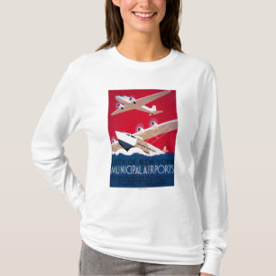 T-shirt Poster vintage municipal do aeroporto da Nova