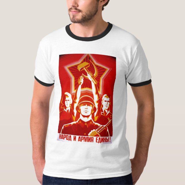 T-shirt Posters da propaganda de União Soviética da guerra (Frente)