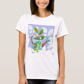 T-shirt Pote de flores da lata molhando - ilustração da