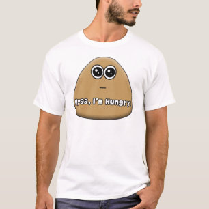 T-shirt Pou com fome com texto