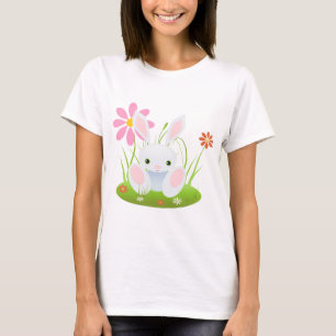 T-shirt Pouco coelho azul com flores