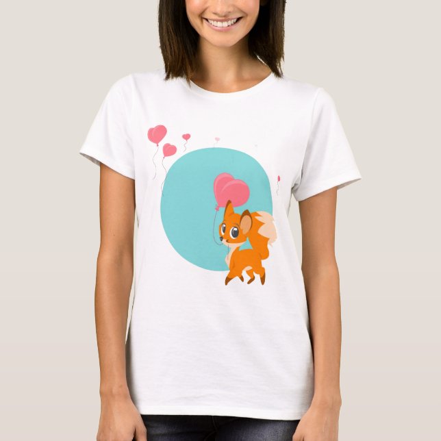 T-shirt Pouco Fox com um balão (Frente)