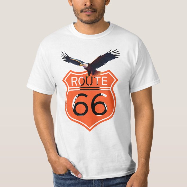 T-shirt pour hommes, motif Route 66 et aigle (Frente)