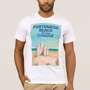 T-shirt Praia de Porthmeor, poster de viagens de St Ives,