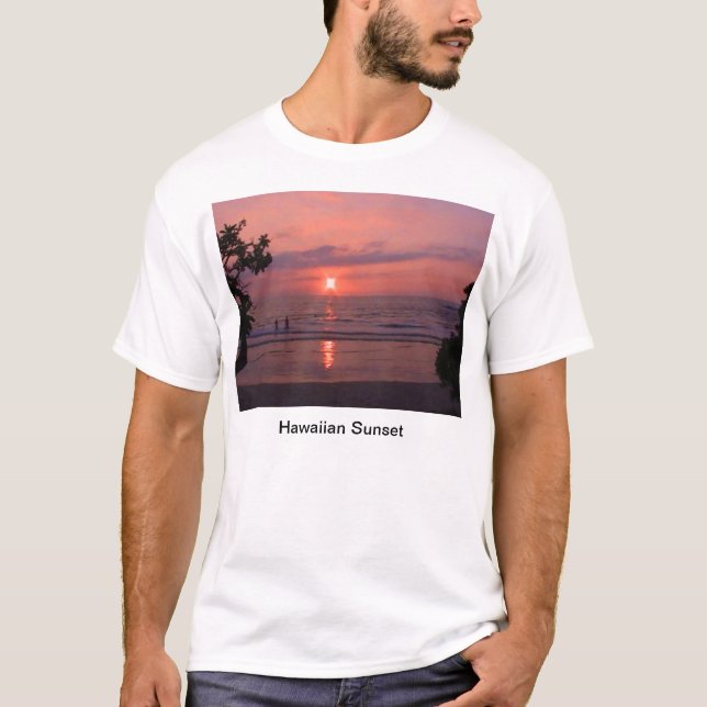 T-shirt Praia Romântica do Oceano Sunset Havaiano (Frente)