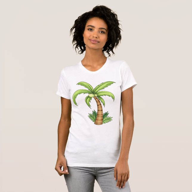 T-shirt Praia Tropical de Palmeiras e Ilhas Vibes (Frente Completa)