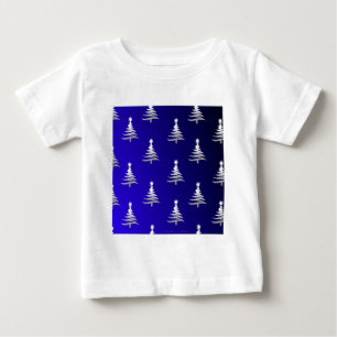 T-shirt Prata das Árvores de Natal em Azul Cobalto