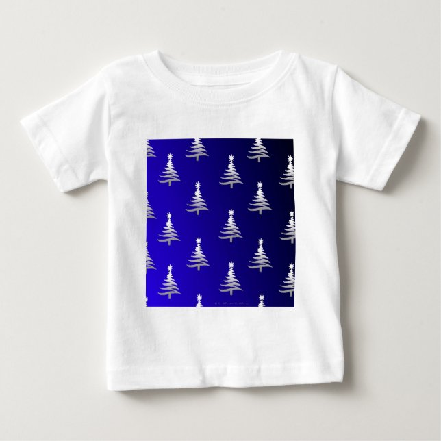 T-shirt Prata das Árvores de Natal em Azul Cobalto (Frente)