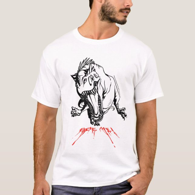 T-shirt Pré-histórico "morda-me " (Frente)