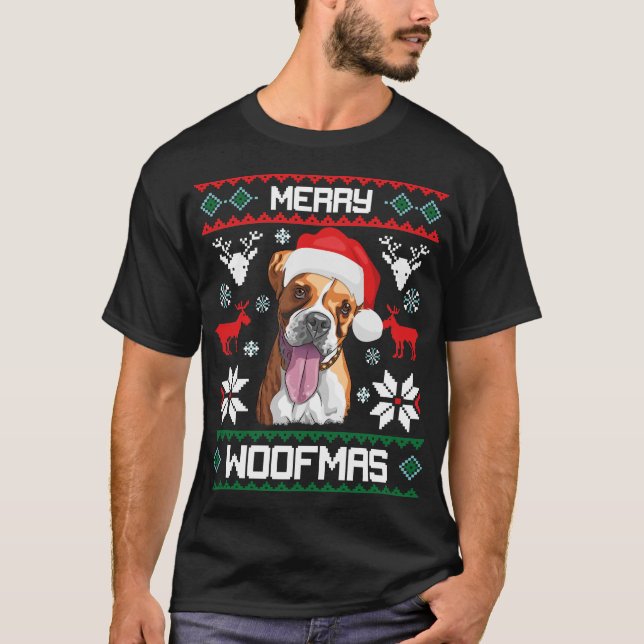 T-shirt Presente alegre do Natal de Woofmas do cão do (Frente)