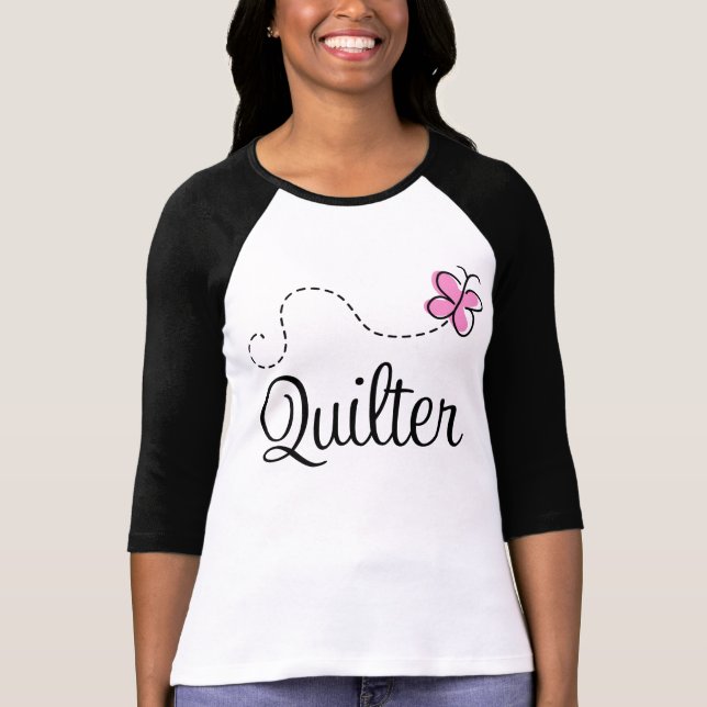 T-shirt Presente cor-de-rosa bonito de Quilter (Frente)