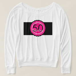 T-shirt Presente de Aniversário Quinquagésimo Rosa Choque 