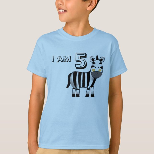 T-shirt presente de menino/menina de 5 anos (zebra) (Frente)