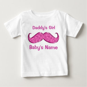 T-shirt Presentes bonito para bebês com bigode rosa para m