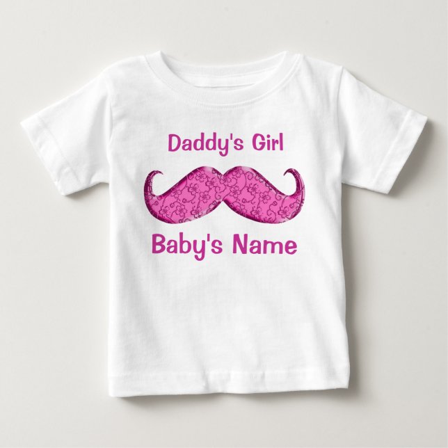 T-shirt Presentes bonito para bebês com bigode rosa para m (Frente)