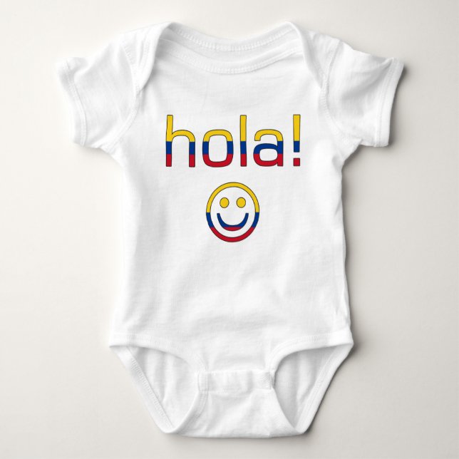T-shirt Presentes colombianos: Olá!/Hola enfrenta (Frente)