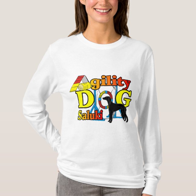 T-shirt Presentes de agilidade na Saluki (Frente)