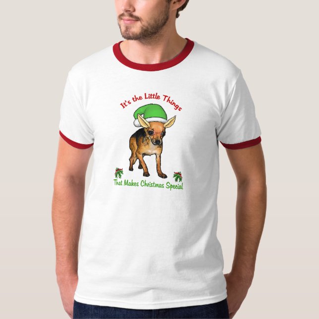 T-shirt Presentes de Natal Chihuahua (Frente)