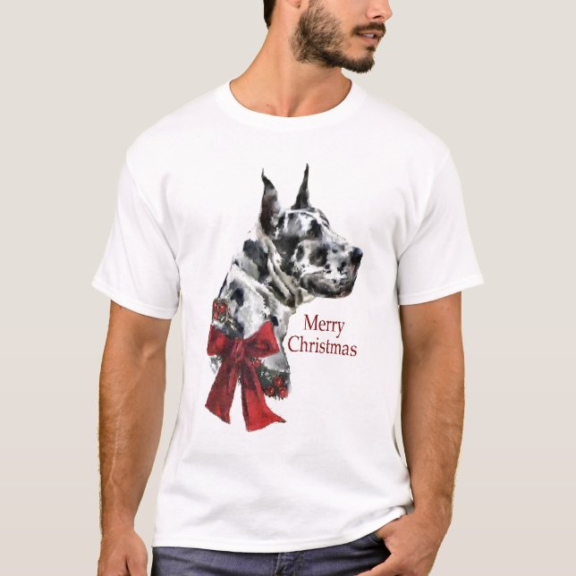 T-shirt Presentes de Natal de Harlequin Great Dane (Frente)