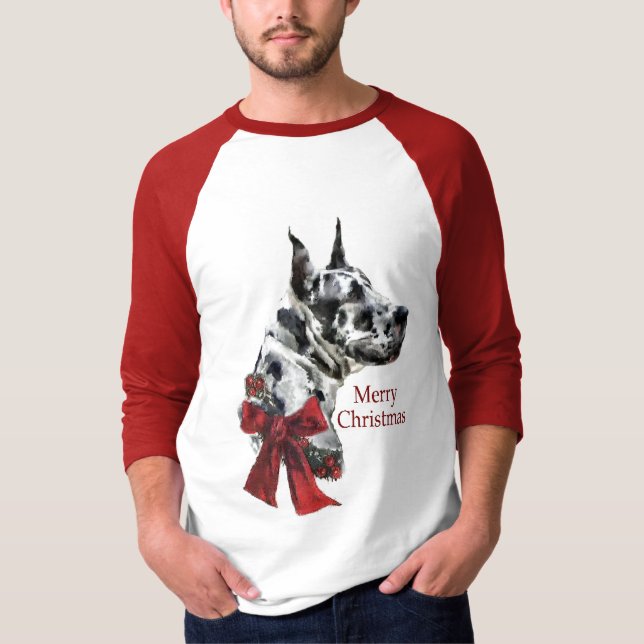 T-shirt Presentes de Natal de Harlequin Great Dane (Frente)