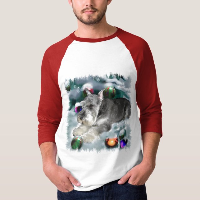 T-shirt Presentes de Natal de Miniatura Schnauzer (Frente)