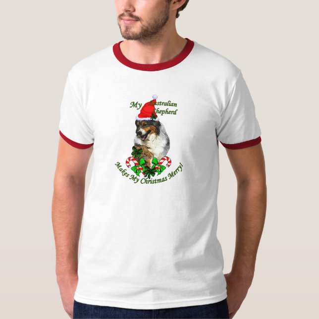 T-shirt Presentes de Natal de Pastor Australianos (Frente)