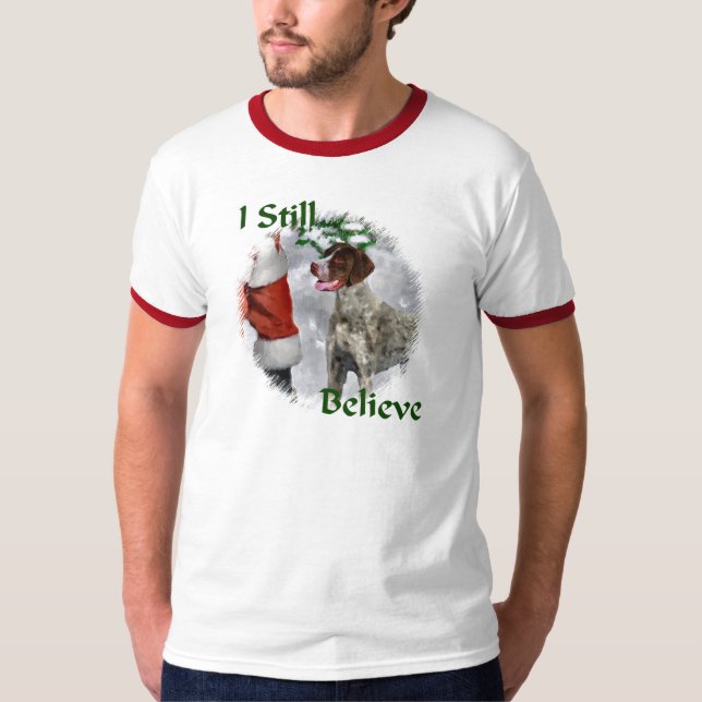 T-shirt Presentes de Natal de Ponteiro Alemão Curto (Frente)