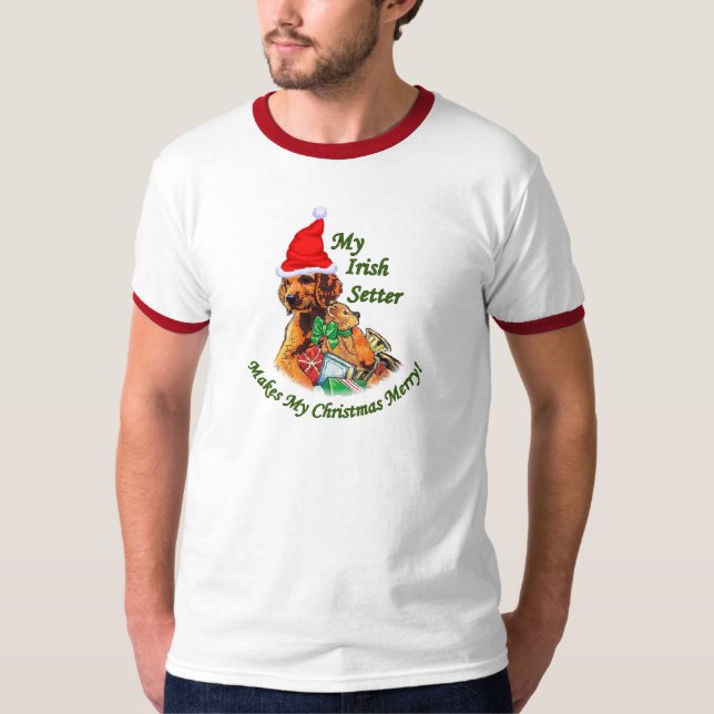 T-shirt Presentes de Natal do Setter Irlandês (Frente)