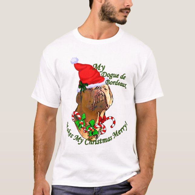 T-shirt Presentes de Natal Dogue de Bordeaux (Frente)