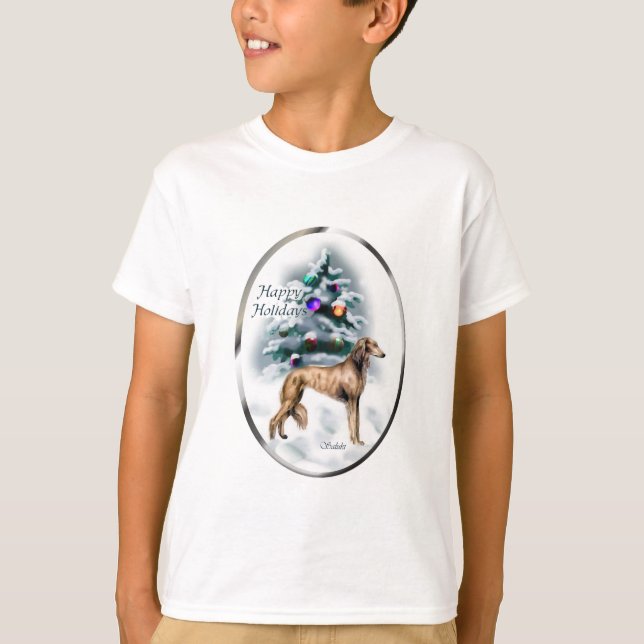 T-shirt Presentes de Natal em Saluki (Frente)