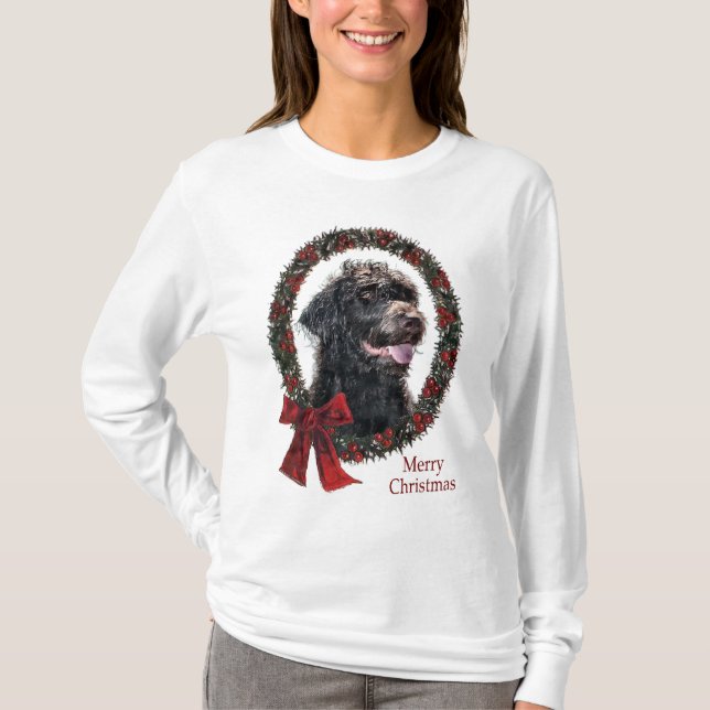 T-shirt Presentes de Natal Labradoodle (Frente)