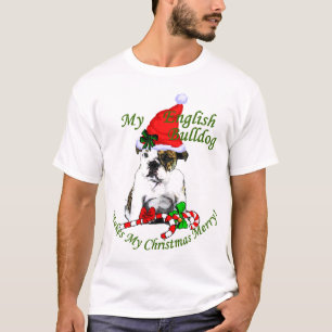 T-shirt Presentes de Natal para Bulldog Inglês