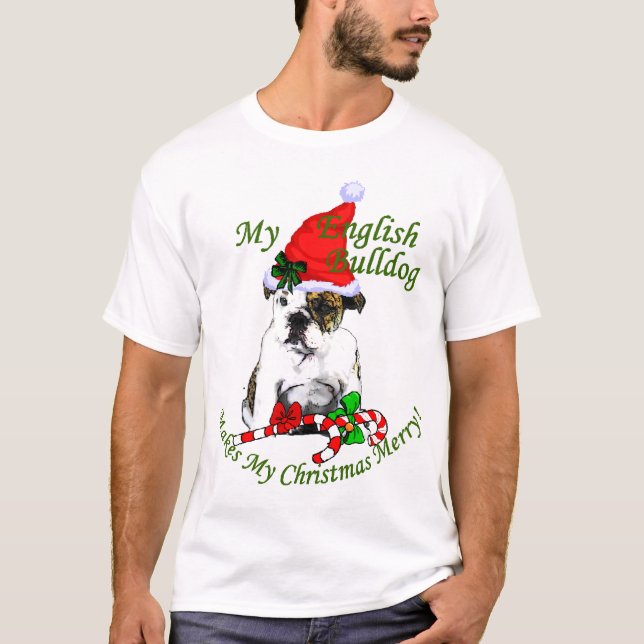 T-shirt Presentes de Natal para Bulldog Inglês (Frente)