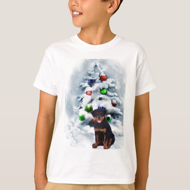 T-shirt Presentes de Natal Rottweiler (Frente)